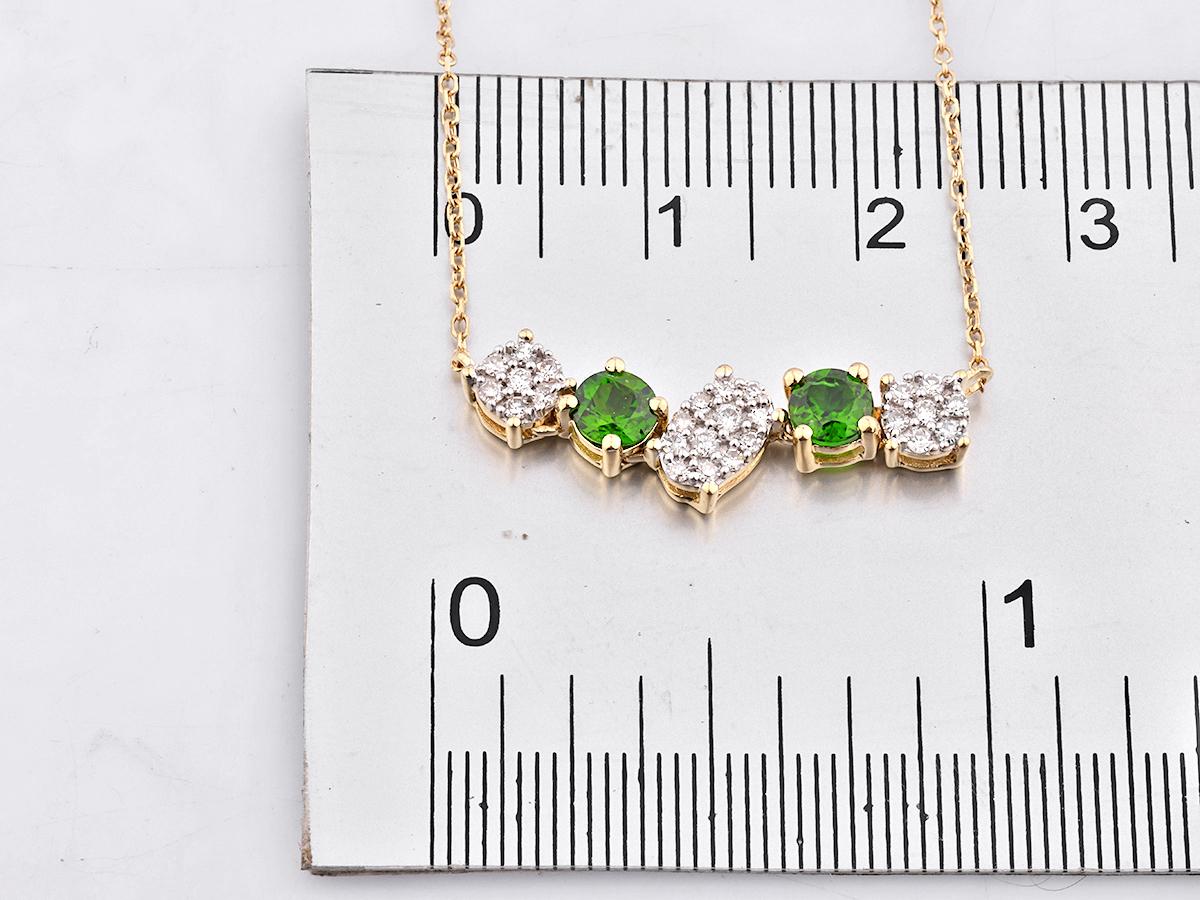Collier à barres courbes en or jaune 14KT, pierres vertes et diamants en vente 2