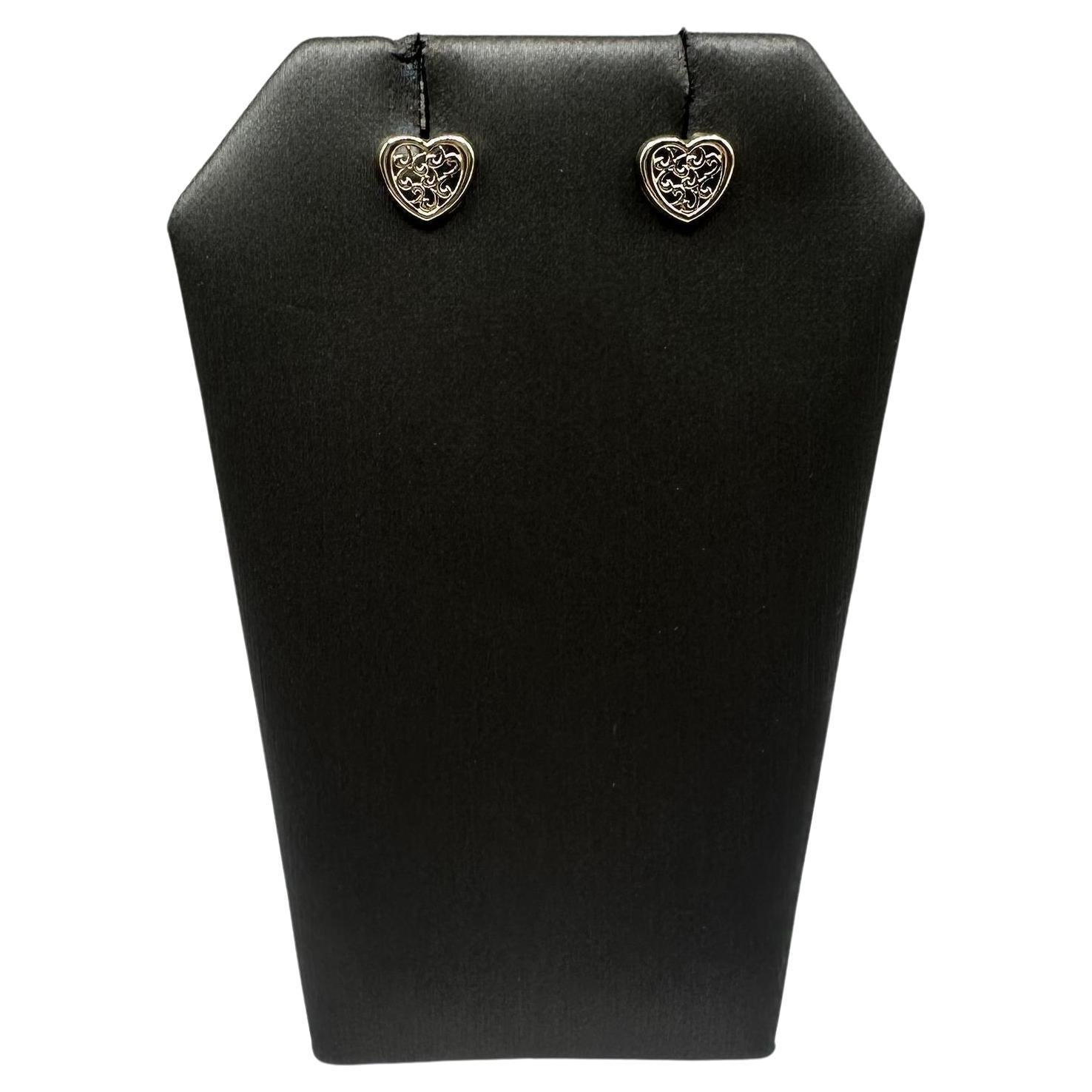 Orecchini a cuore in oro giallo 14kt per bambini - Dorso filettato, 0,4 g, nuovi in vendita