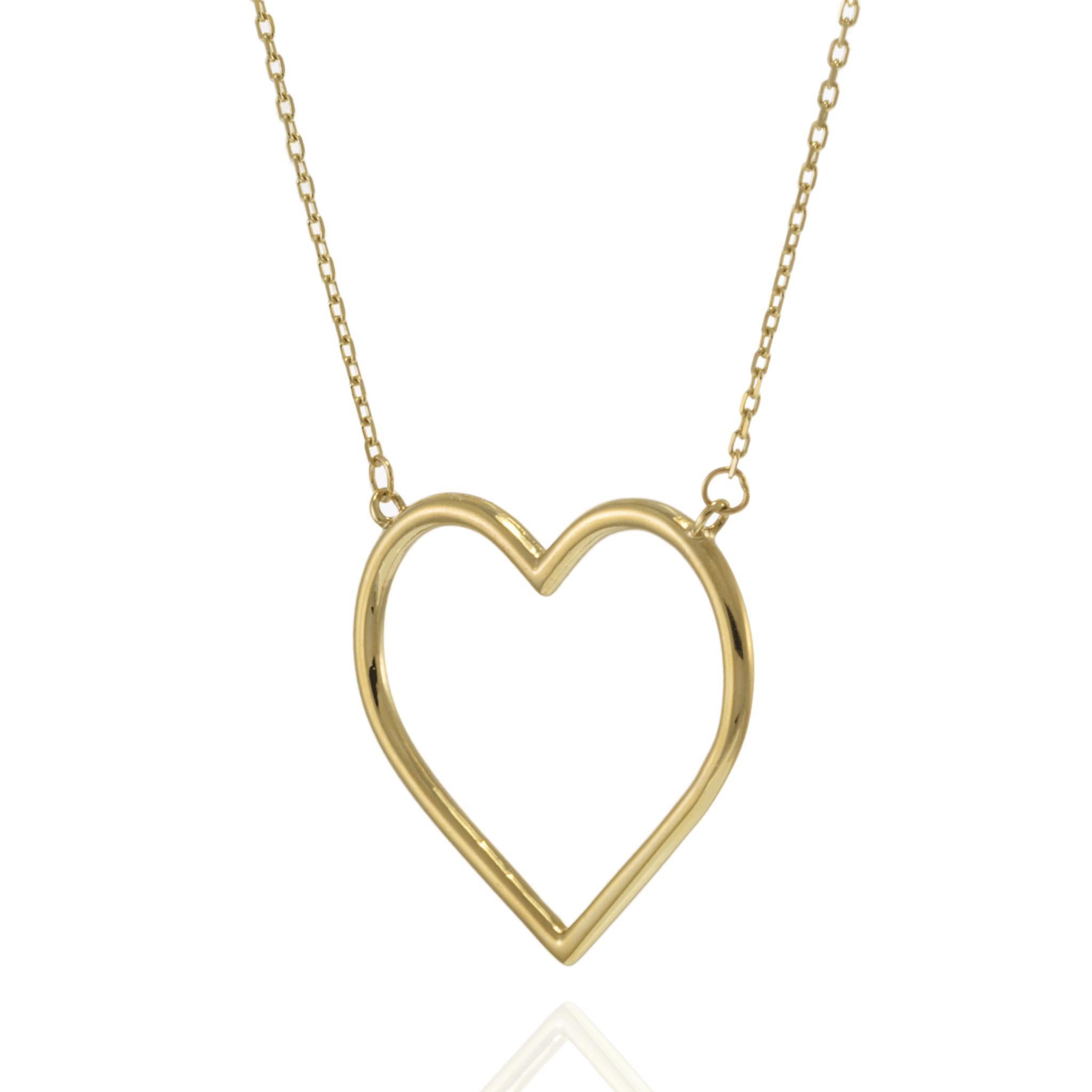 Modern 14KT Yellow Gold Heart Pendant Adjustable Necklace (16