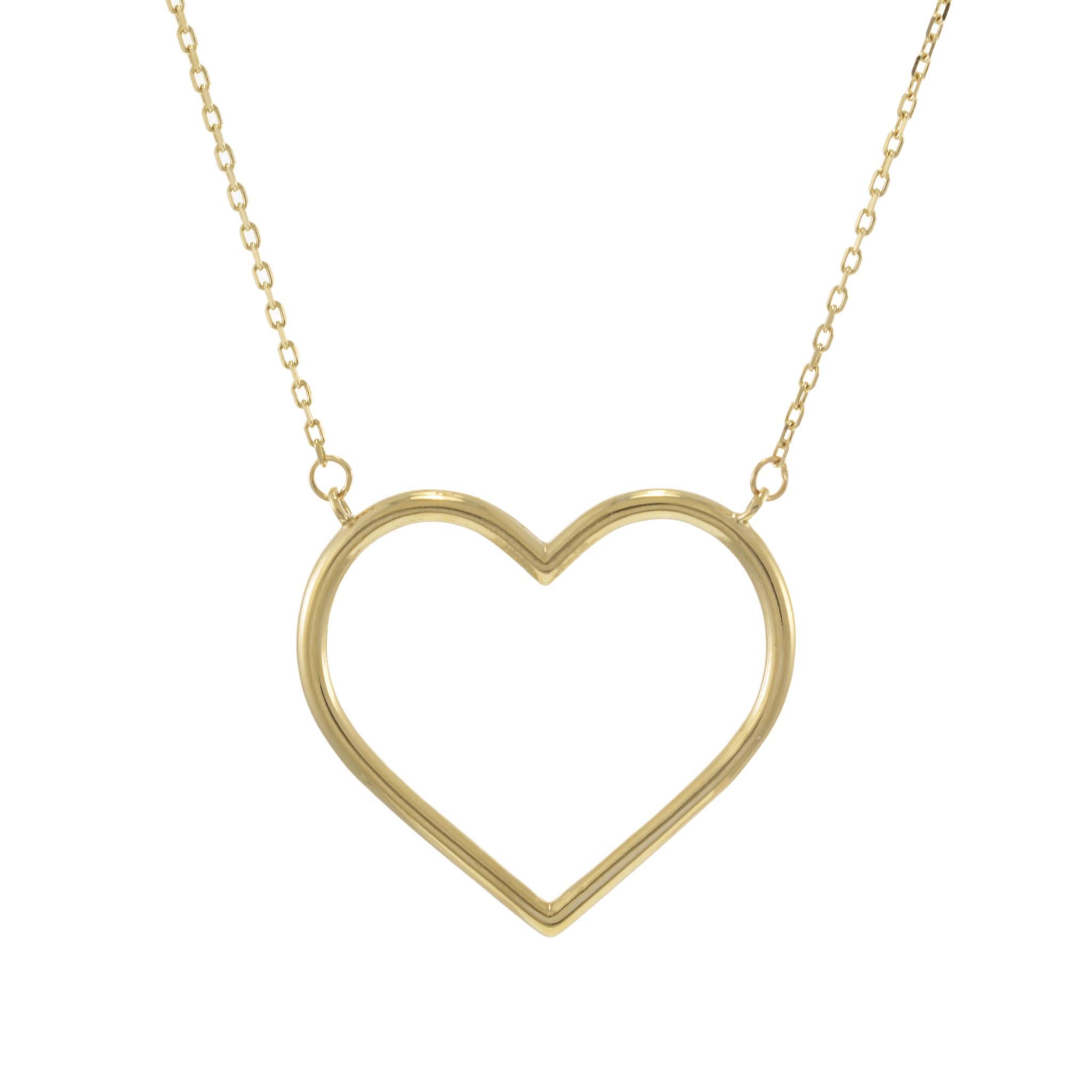 14KT Yellow Gold Heart Pendant Adjustable Necklace (16
