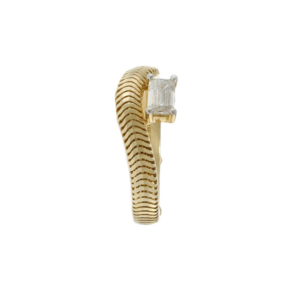 Bracelet à chevrons en or jaune 14KT avec diamant taille émeraude Neuf - En vente à New York, NY