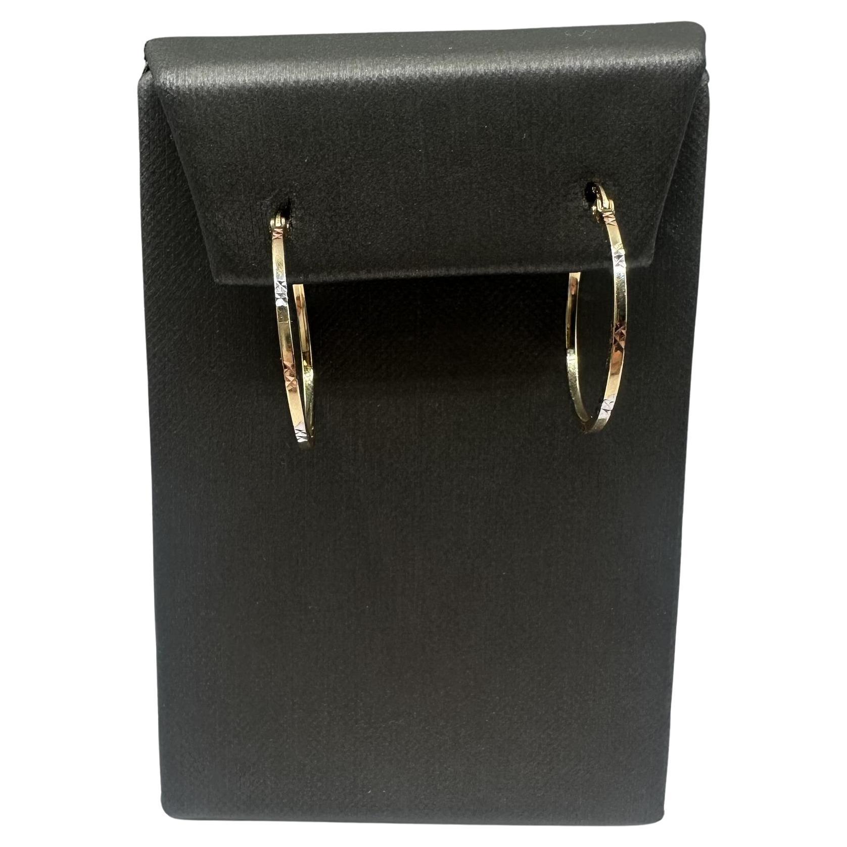 Cerchi in oro giallo 14kt con finitura rosa e bianca - 7/8in, 1.3mm, New