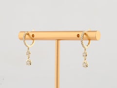 14KT Yellow Gold Huggie Hoop Earrings with Bezel-Set Diamond Drops