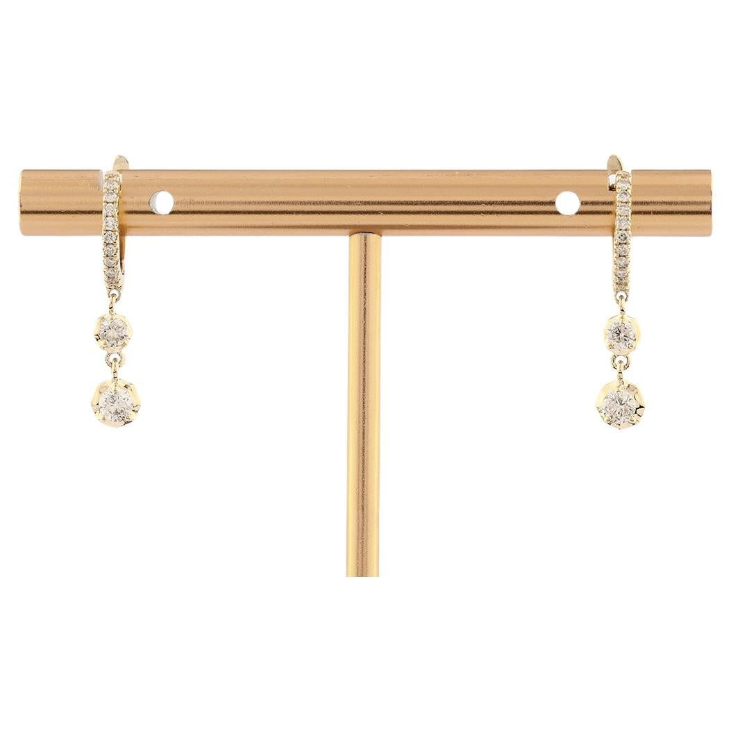 Or jaune 14 kt - Boucles d
oreilles 0.44ct (Diamant Naturel) à scintillement gradué en vente