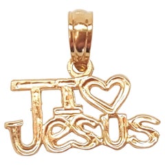 Vintage 14kt Yellow Gold "I Love Jesus" Pendant, Like New Condition