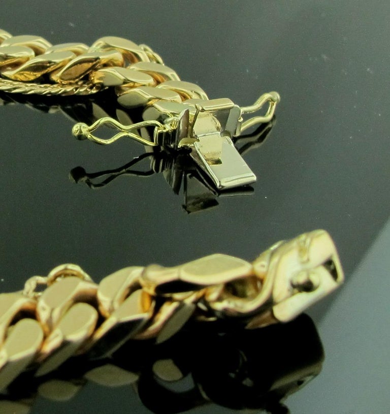 14 Karat Yellow Gold ID Bracelet with Old European Cut Diamond at 1stDibs