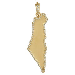14KT Yellow Gold Israel Map Diamond Pendant 14KT Yellow Gold Israel Map Diamond Pendant