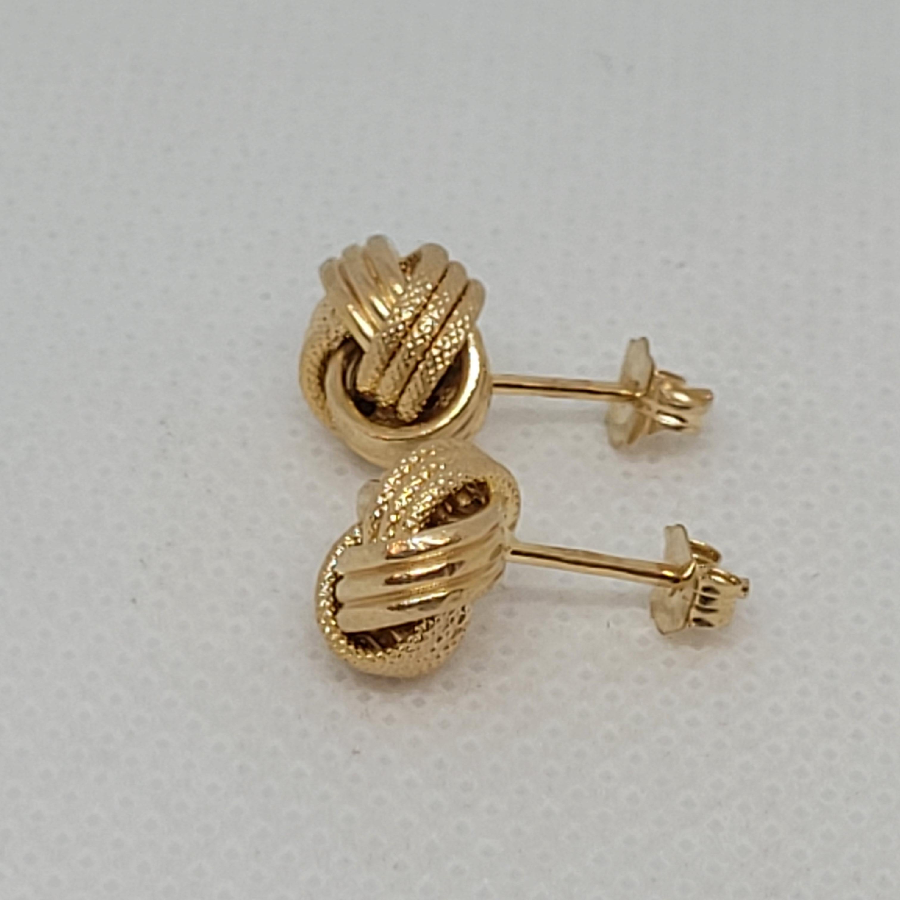 14kt Yellow Gold Knot Earrings, Friction Post with Push-On Backings, .7 Grams 2