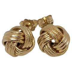 14kt Yellow Gold Knot Earrings, Friction Post with Push-On Backings, .7 Grams