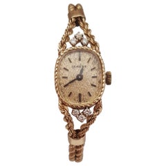 14kt Gelbgold Damen Geneve Uhr:: Seil:: arbeiten:: 6 Diamanten .15cttw:: 10::8 gr