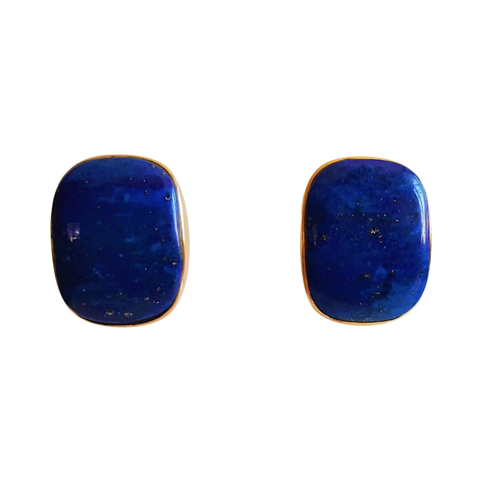 14kt Yellow Gold Lapis Lazuli Earrings, Beautiful Condition