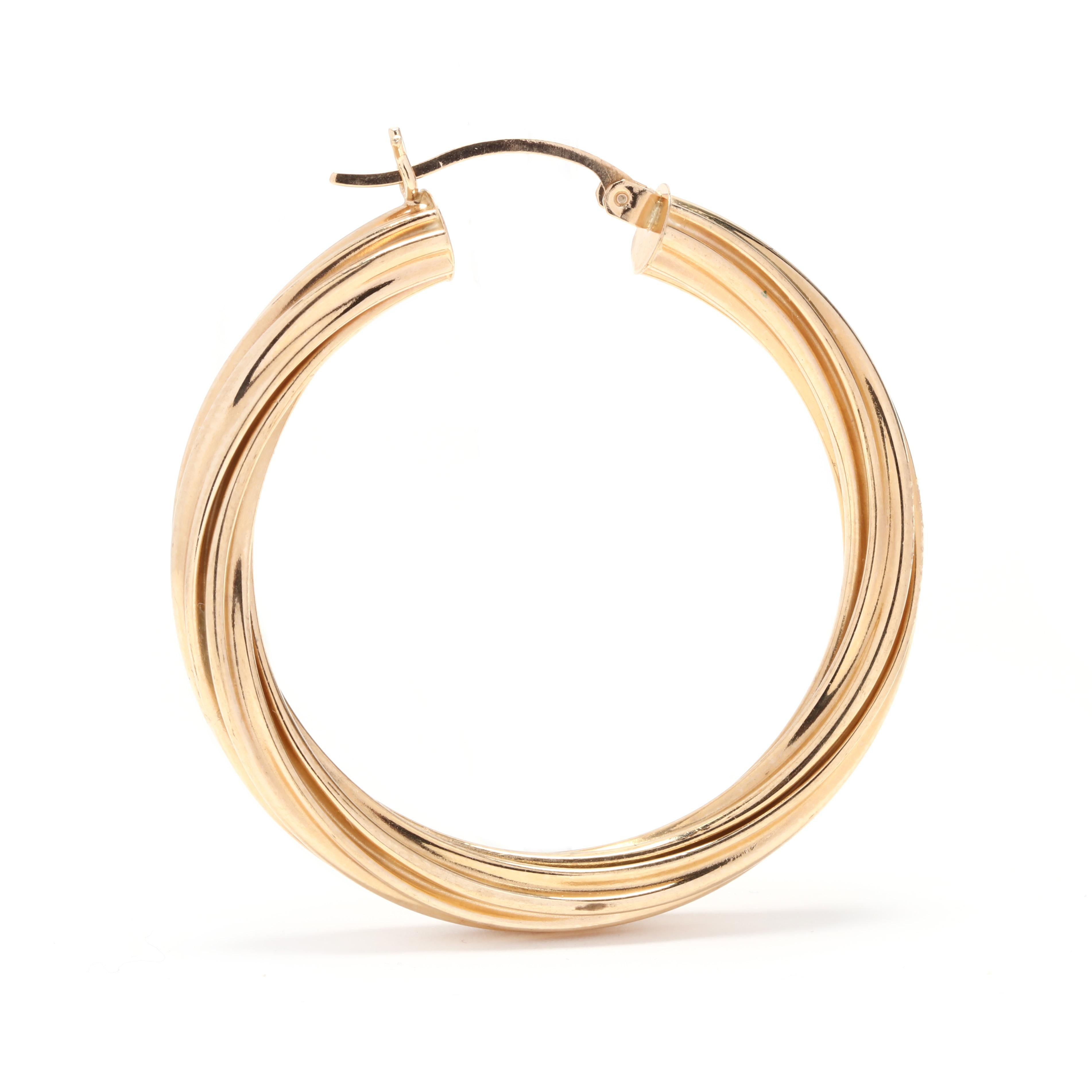large gold twist hoop earrings