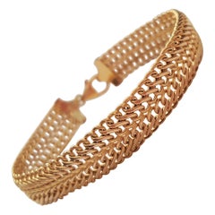 14kt Yellow Gold Link Mesh Bracelet Italian Designer Milor