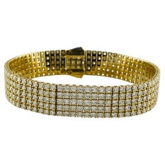 Luxuriöses 5-reihiges Diamant-Tennisarmband aus 14-karätigem Gelbgold, 10,03 Karat