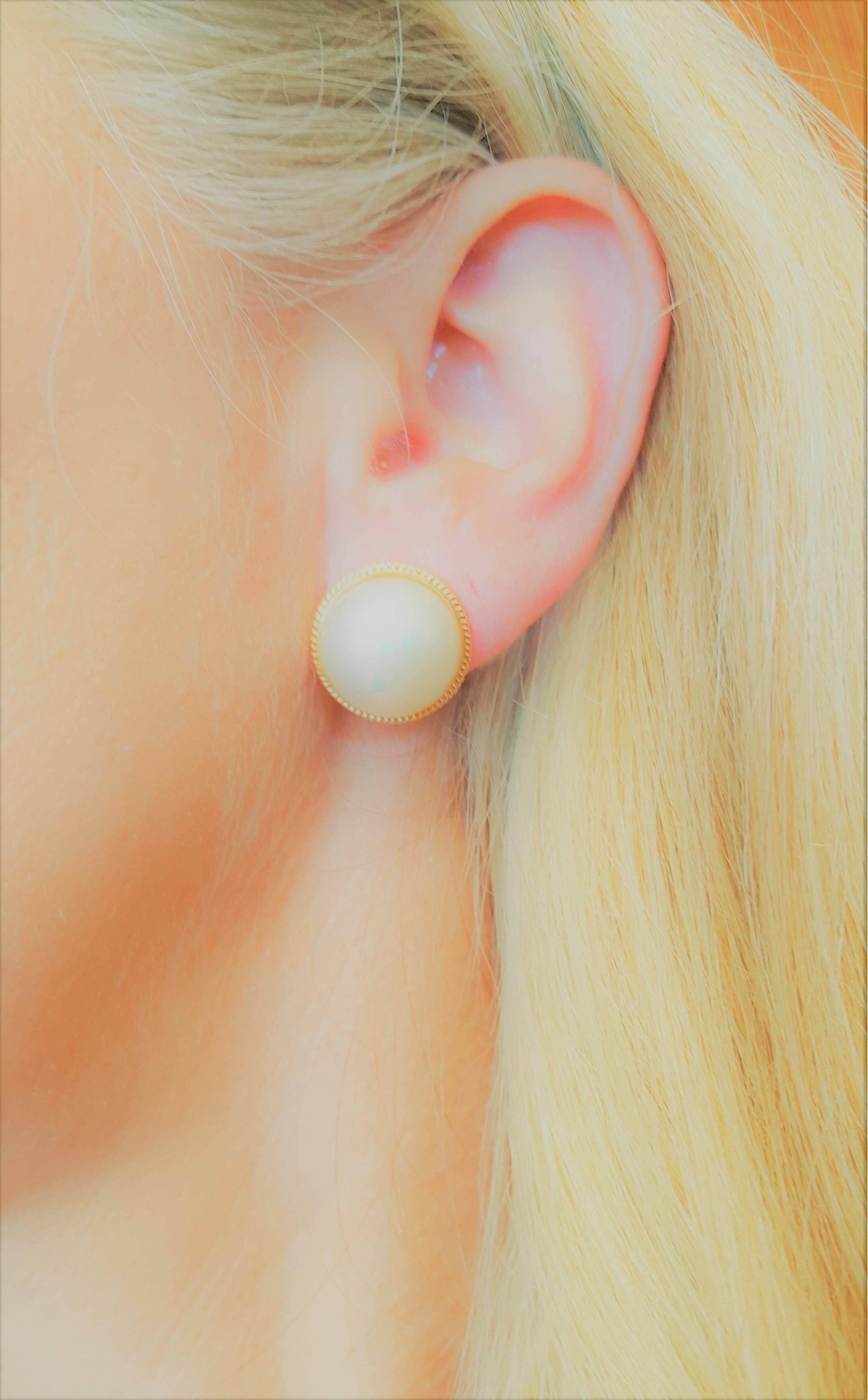 pearl earrings with gold trim
