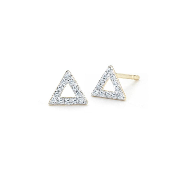 14kt Yellow Gold Mini Diamond Triangle Stud For Sale at 1stDibs