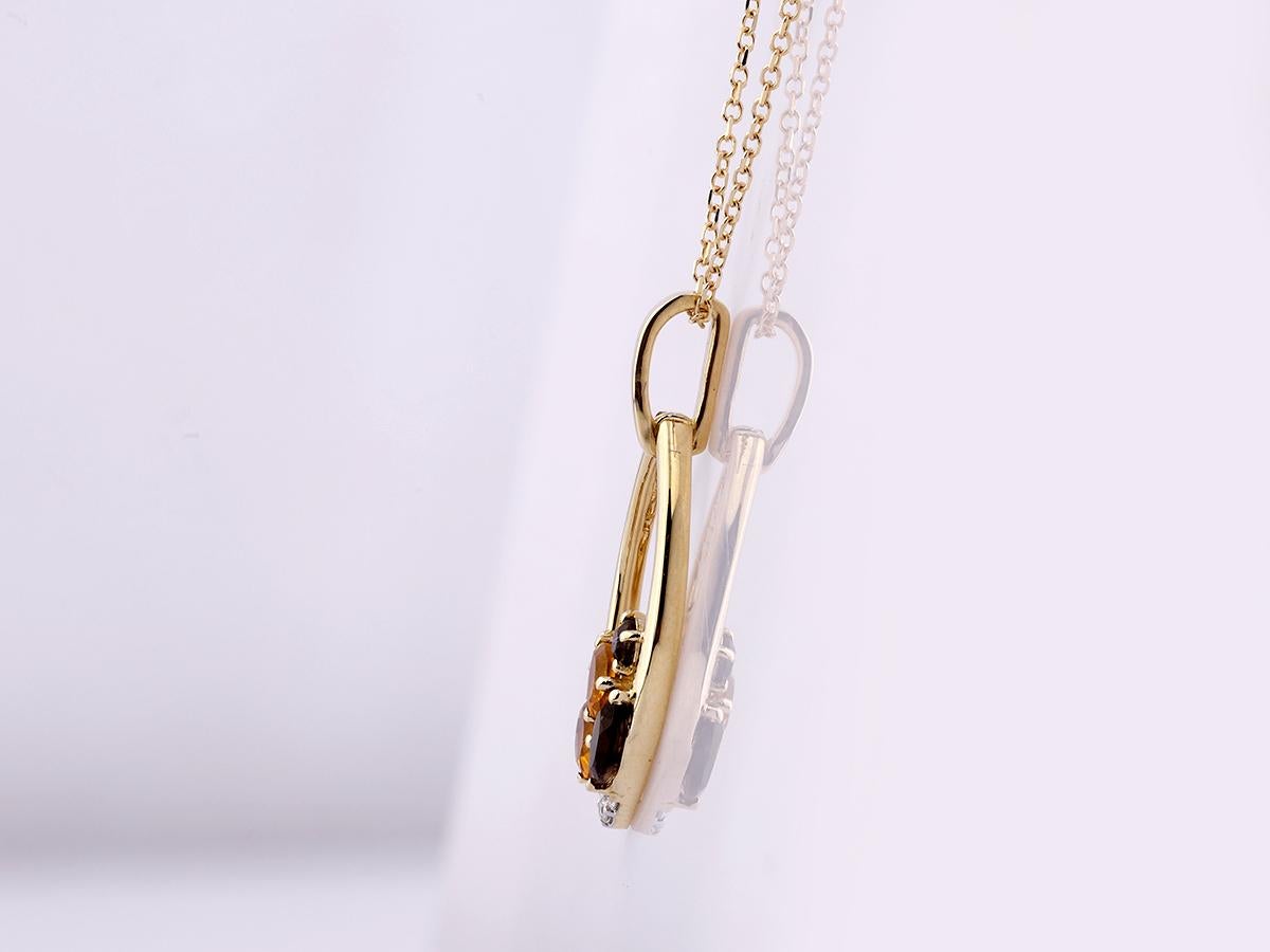 14KT Gelbgold Gemischter Edelstein und Diamant-Cluster-Anhänger Damen im Angebot