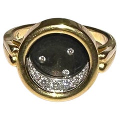 14kt Yellow Gold Moon Ring with Diamonds