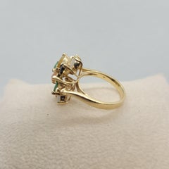 14kt Yellow Gold Multi-Colored Jade Ring Marquis-Shaped, Very Good 5.5gr, Size 6