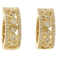 14KT Yellow Gold Multi-Cut Diamond Huggie Earrings
