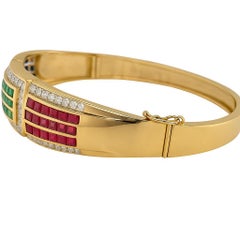 14kt Gelbgold Multi-Edelsteine und Diamant-Armreif