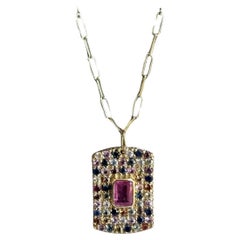 14kt Yellow Gold Multicolor Necklace - Bezel Setting, New