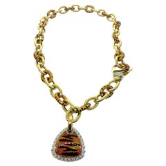 14 Karat Yellow Gold Natural Multicolored Ceylon Sapphire Necklace