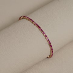 14kt Yellow Gold Natural Ruby Tennis Bracelet Jewelry Unisex 7.5" Box Lock