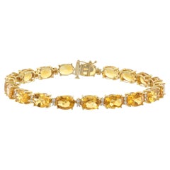 14KT Yellow Gold Oval Citrine and Diamond Bracelet