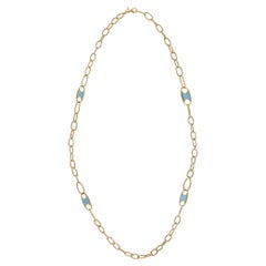 Collana A Link ovale in oro giallo 14KT con accenti in turchese