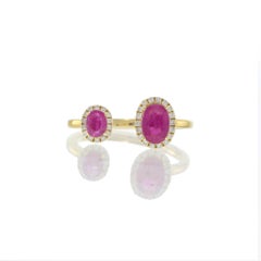 14KT Yellow Gold Oval Ruby and Diamond Fancy Ring