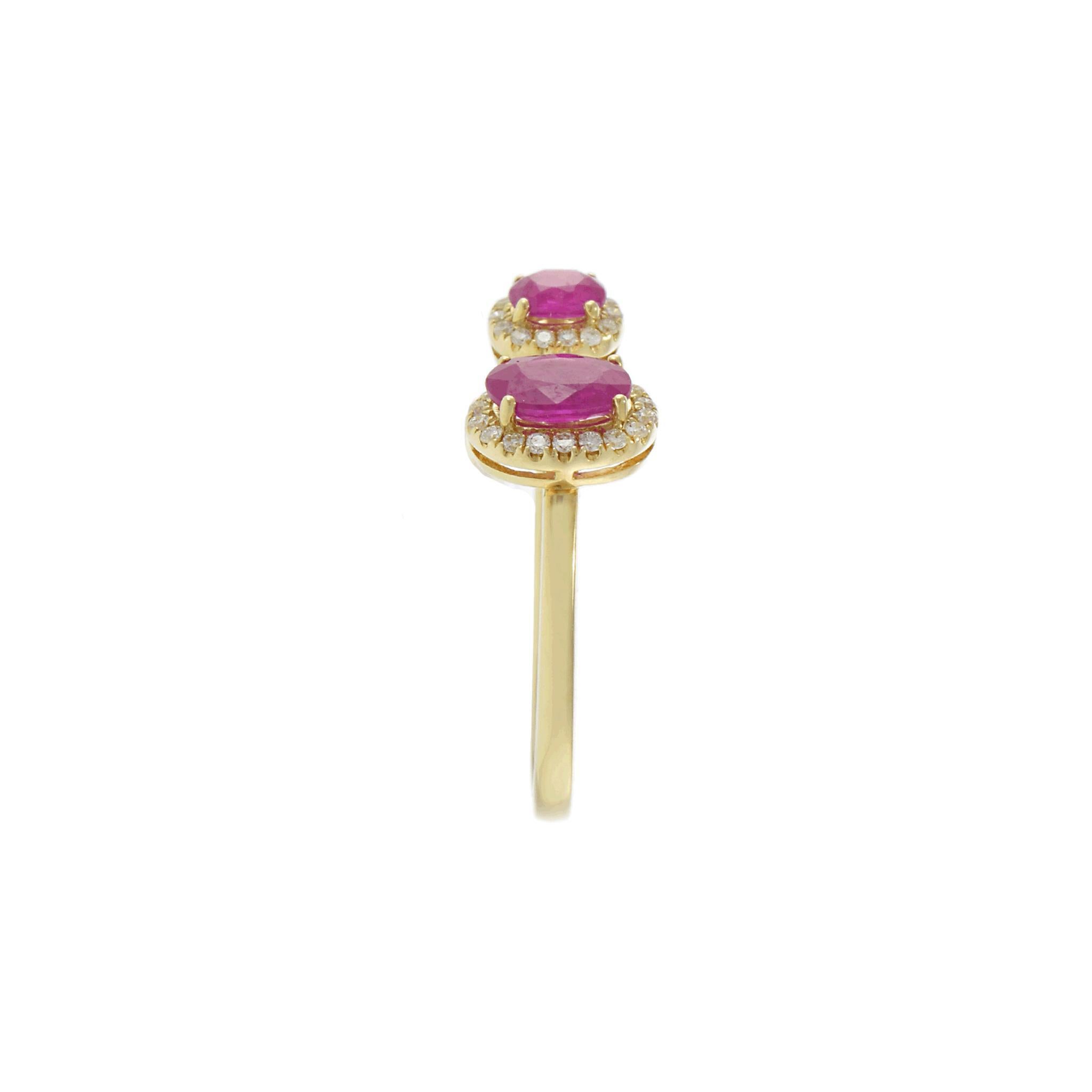 Oval Cut 14KT Yellow Gold Oval Ruby and Diamond Fancy Ring For Sale