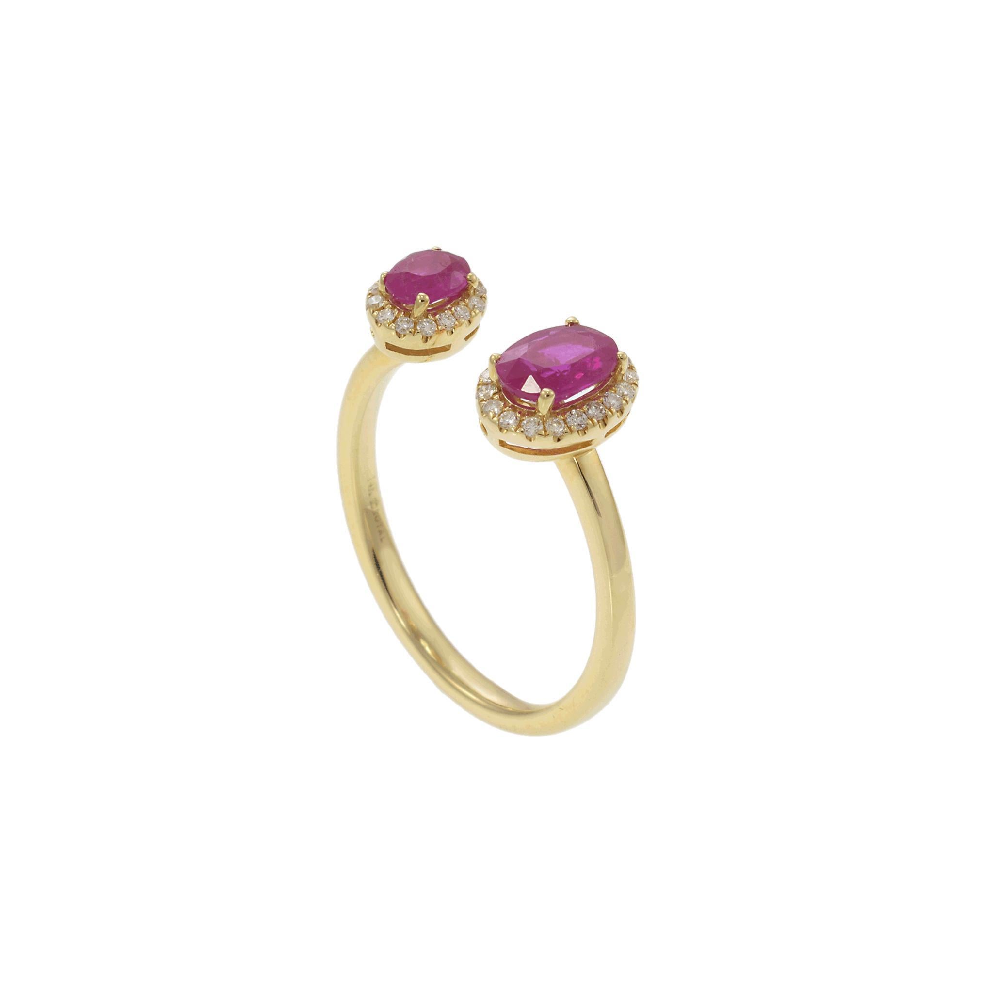 14KT Yellow Gold Oval Ruby and Diamond Fancy Ring In New Condition For Sale In New York, NY