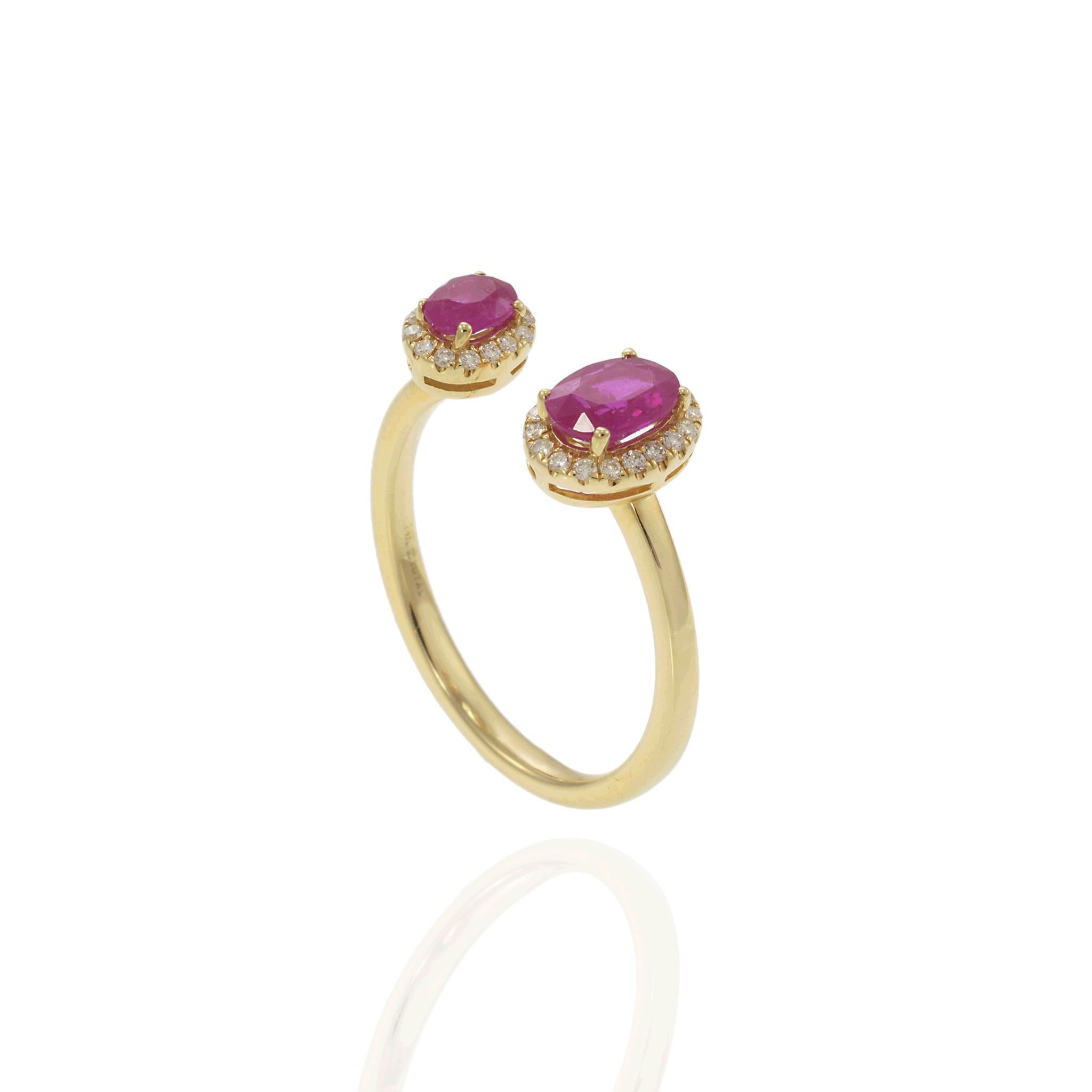 Women's 14KT Yellow Gold Oval Ruby and Diamond Fancy Ring For Sale