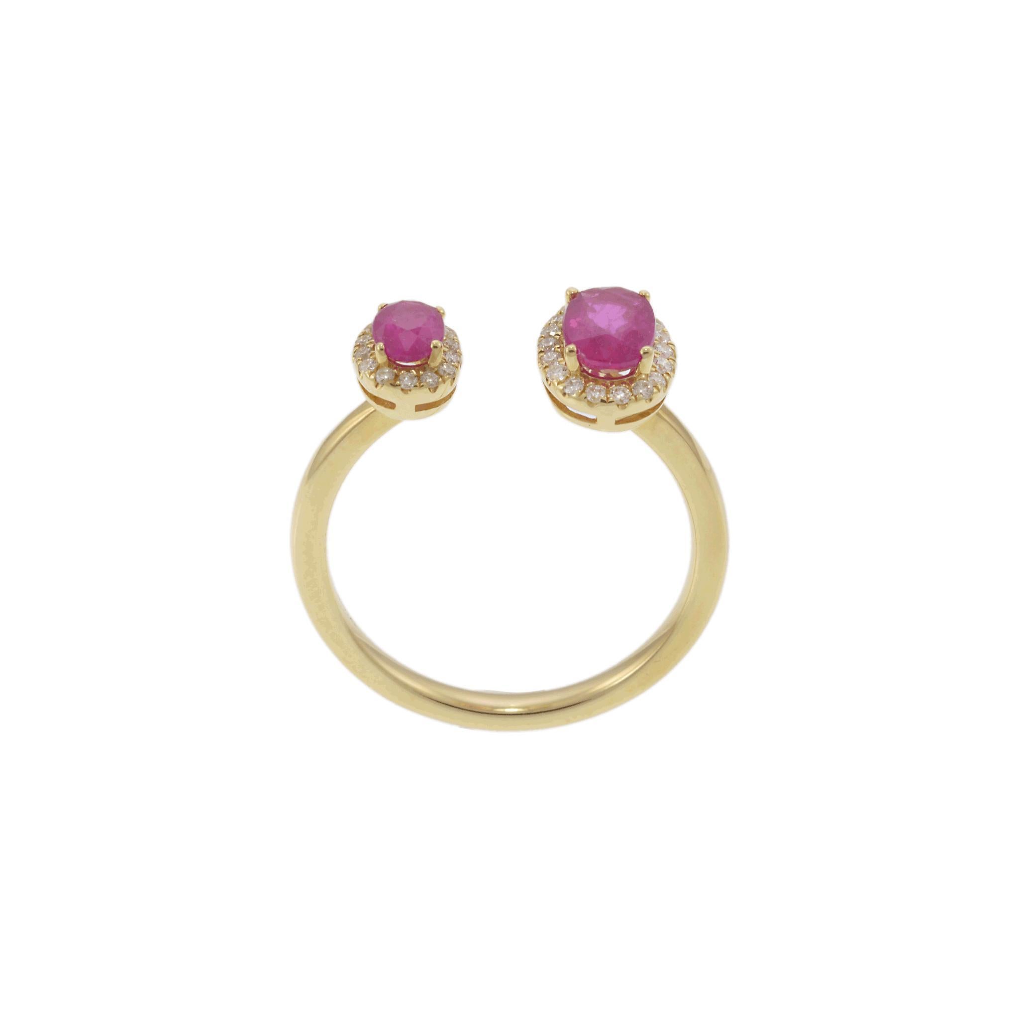 14KT Yellow Gold Oval Ruby and Diamond Fancy Ring For Sale 1