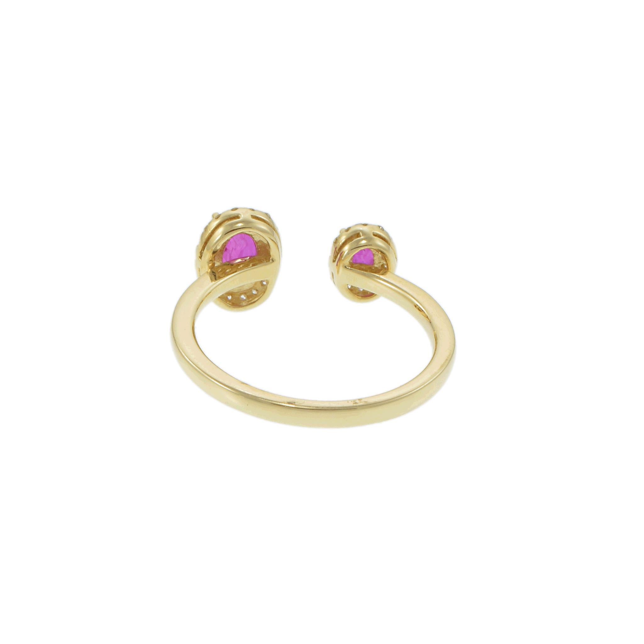 14KT Yellow Gold Oval Ruby and Diamond Fancy Ring For Sale 2