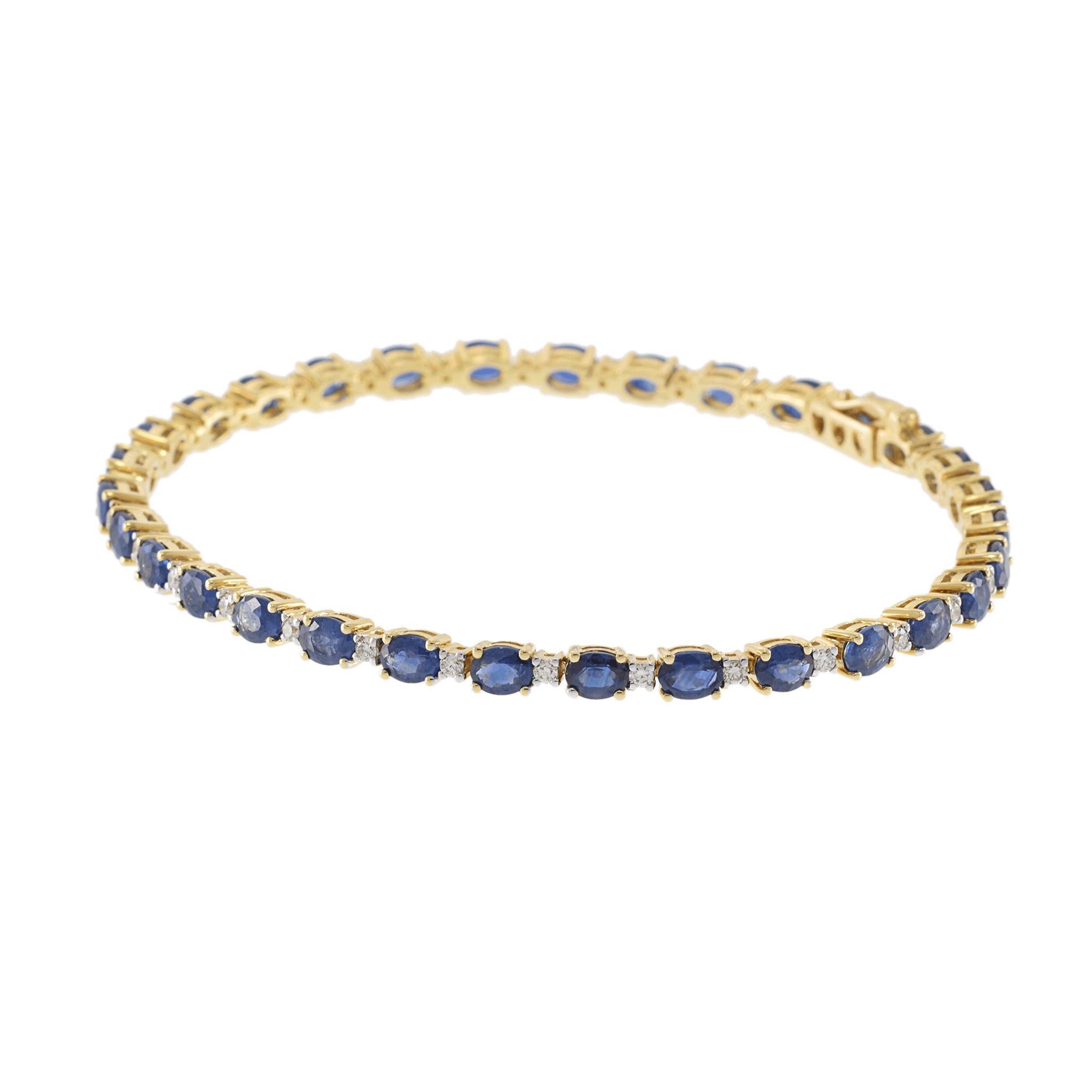 14KT Yellow Gold Oval Sapphire and Diamond Bracelet en Nuevo estado para la venta en New York, NY