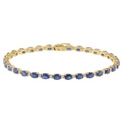 14KT Yellow Gold Oval Sapphire and Diamond Bracelet