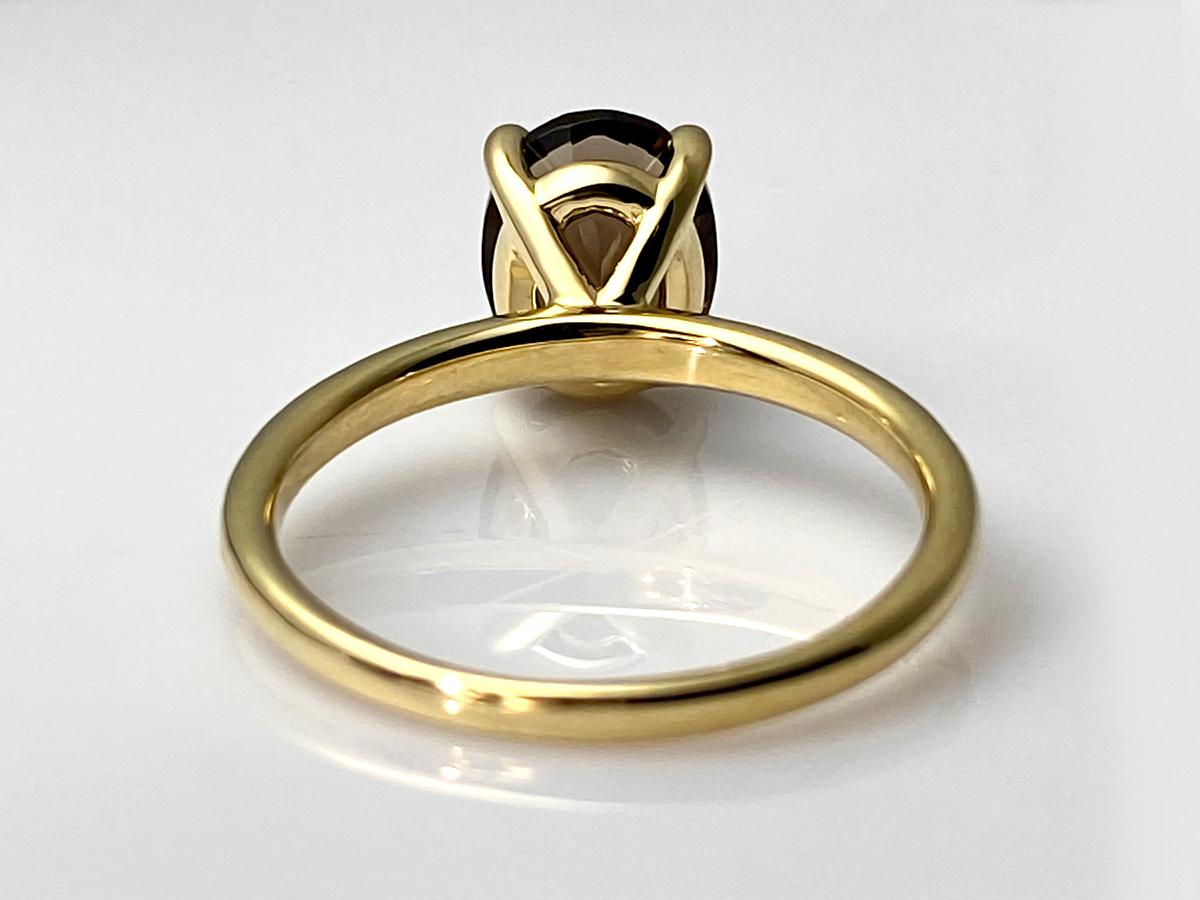 Bague en or jaune 14KT avec quartz fumé ovale Neuf - En vente à Antwerp, BE