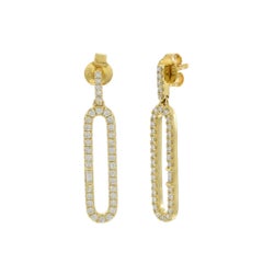 14KT Yellow Gold Paperclip Diamond Earrings