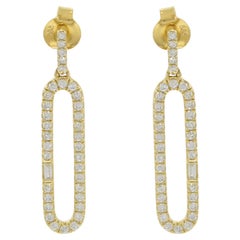 Boucles d'oreilles Paperclip en or jaune 14KT avec diamants