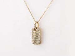 14KT Yellow Gold Pave Diamond Dog Tag Pendant Necklace