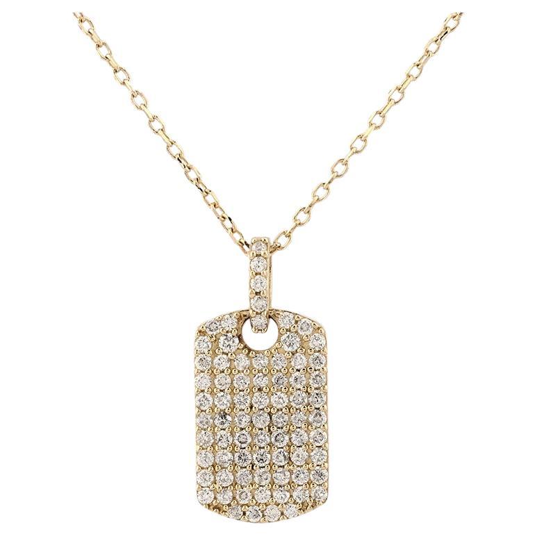 Collana con ciondolo a forma di medaglietta in oro giallo 14KT con pavé di diamanti