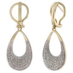 14KT Yellow Gold Pave Diamond Drop Earrings