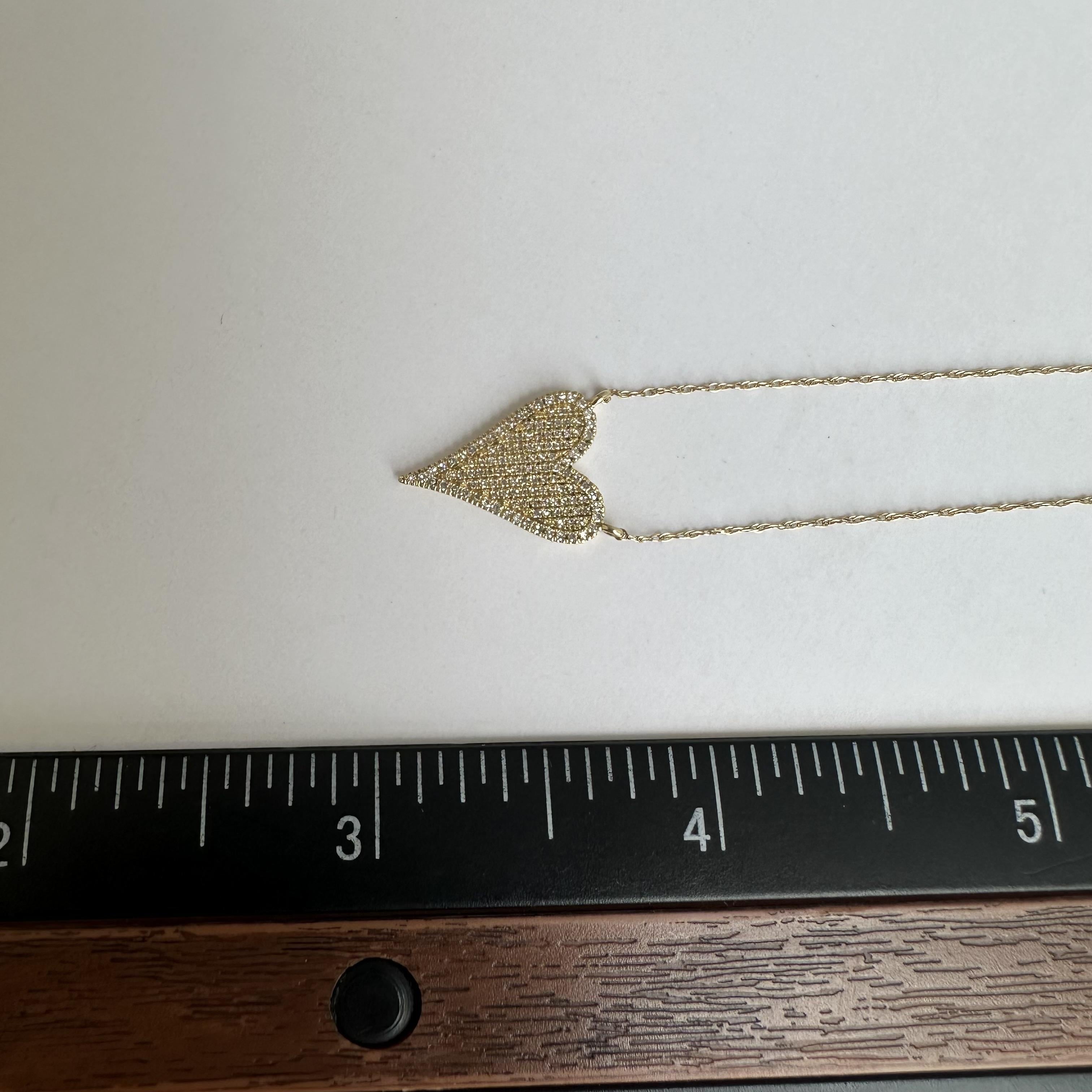 14kt Yellow Gold Pave Diamond Heart Necklace - 0.20ctw Diamonds, 18