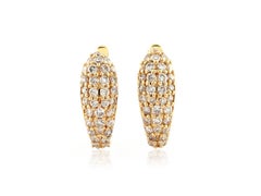14KT Yellow Gold Pave Diamond Wide Huggie Hoop Earrings