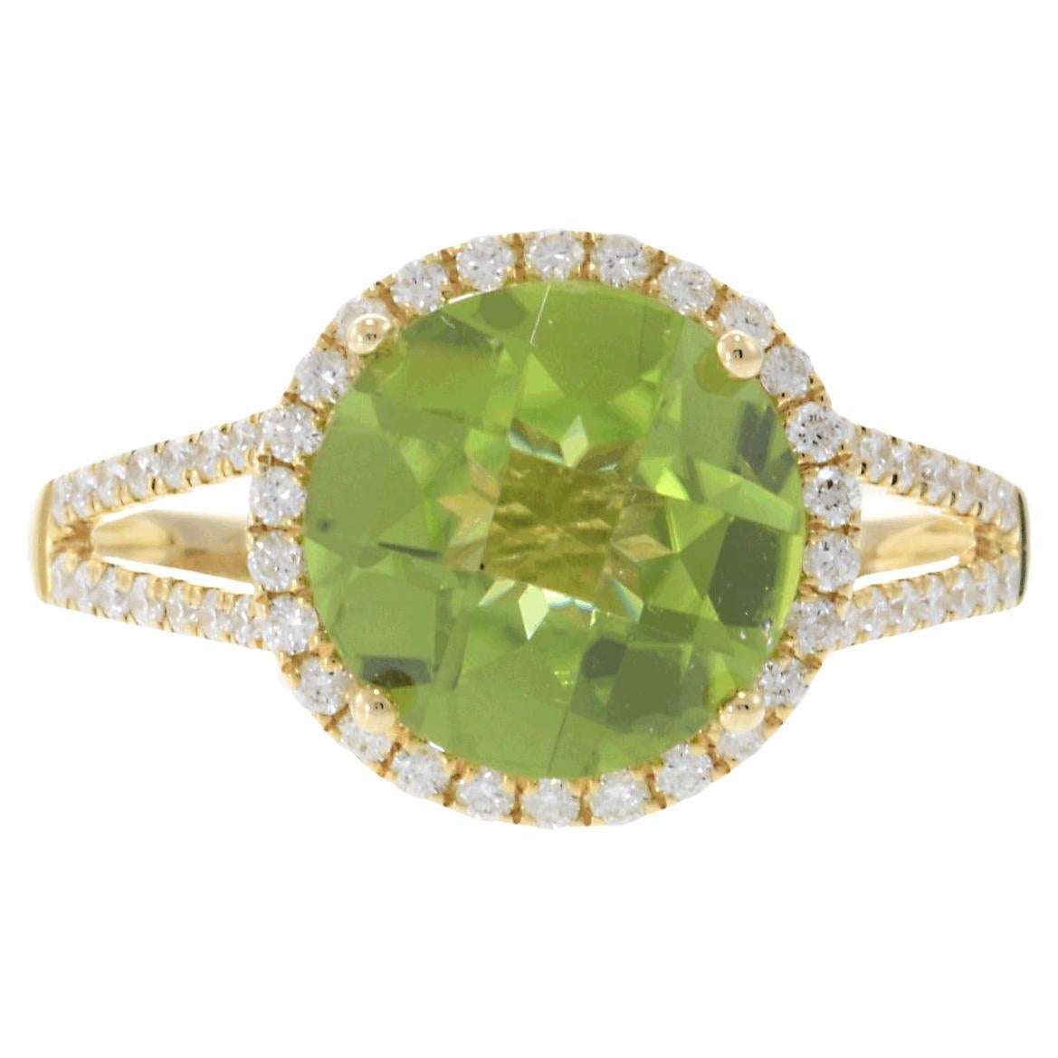 14KT Yellow Gold Peridot and Diamond Ring
