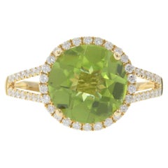14KT Yellow Gold Peridot and Diamond Ring