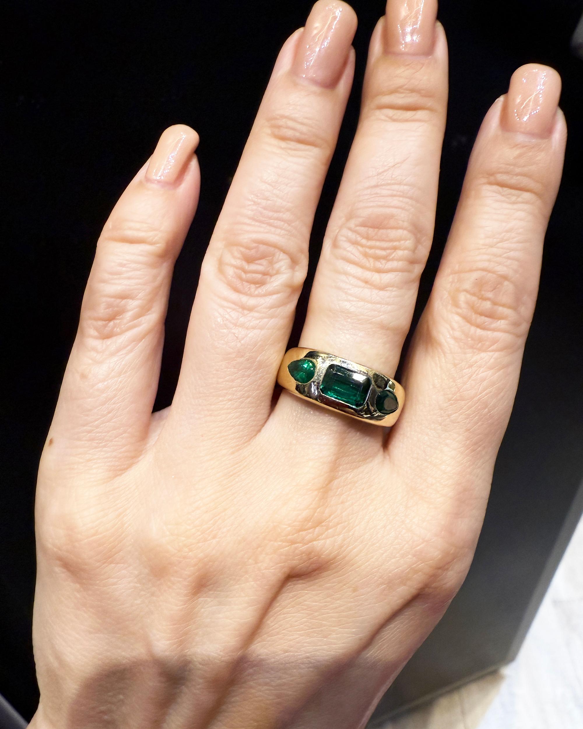 Taille mixte Bague en or jaune 14kt avec pierre péridot en vente