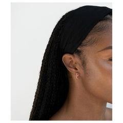 14 Karat Yellow Gold Pink Sapphire Huggie